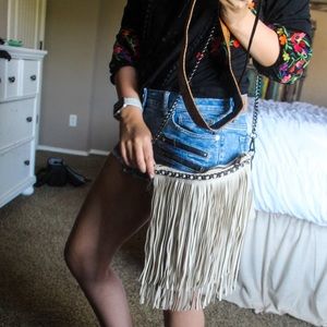 White Fringe Crossbody Purse